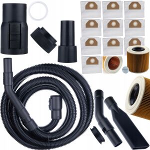 Rosfix 10 darabos porzsák készlet + szűrő Karcher WD3, WD2 porszívókhoz + 4 m-es tömlő Kärcher porszívóhoz 146936463 - Porszívó kiegészítő