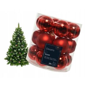 18 darabos kerek üveggömb szett, piros fényes/matt, 4 cm 146937253 - Szezonális dekoráció
