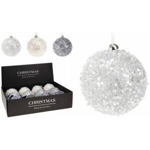 Karácsonyi flitteres gömbdísz 8 cm