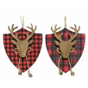 Karácsonyfa medál rénszarvas fejjel, piros, 14 cm 146940382 - Szezonális dekoráció