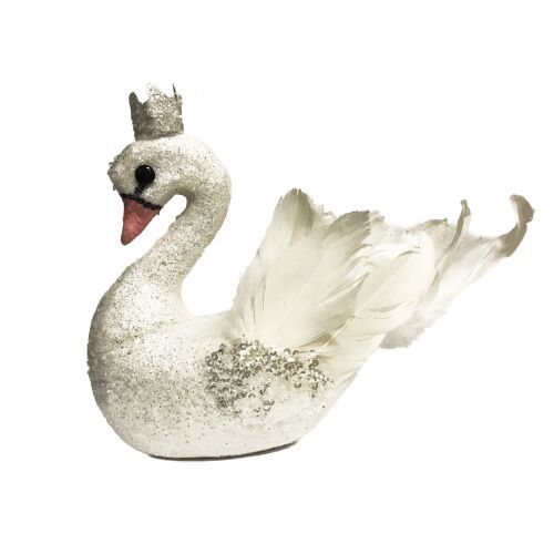 Karácsonyi díszfigura, fehér hattyú, 17 cm 146940516