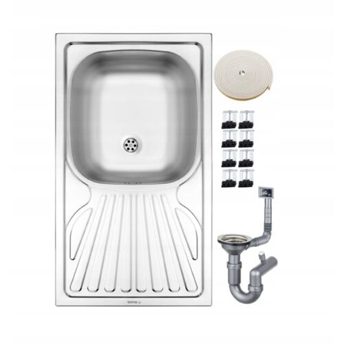 Egymedencés, beépített acél mosogató 76 x 43 cm 146942065