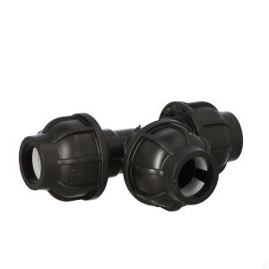 PP kompressziós póló 90 fok 20x20x20 PN16, PE csövekhez, fekete 146942745 - KPE idom