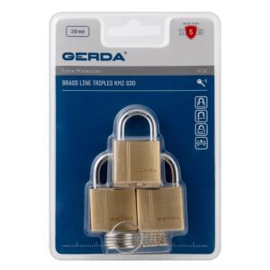 3 db-os háromrészes Brass Line KMZ S30 lakatkészlet, BLIS - MP KLO 58382