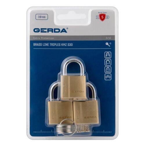 3 db-os háromrészes Brass Line KMZ S30 lakatkészlet, BLIS - MP KLO 58382