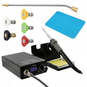 Rosfix Forrasztóállomás T12 hegyekhez Rosfix Orange Akbash OLED T12OAO + lándzsa 1/4"" 34cm hajlított 30° + 5 db fúvóka készlet gyorscsatlakozóval + matt 20x30 146946266 - Forrasztógép