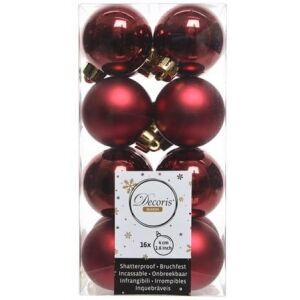 Bordó törésálló karácsonyfadíszek, 16 db-os készlet, 4 cm 146946868 - Szezonális dekoráció