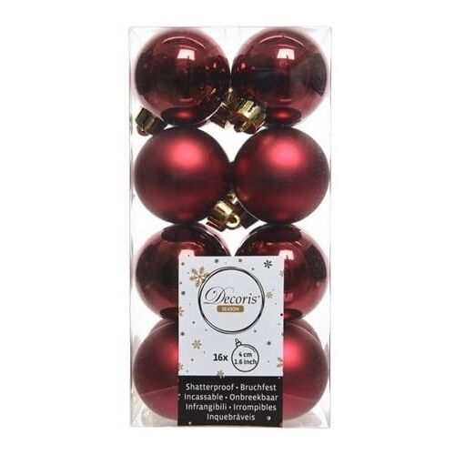 Bordó törésálló karácsonyfadíszek, 16 db-os készlet, 4 cm 146946868