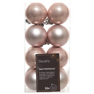 16 darabos törésálló, 4 cm-es rózsaszín karácsonyfadísz készlet 146947516 - Szezonális dekoráció