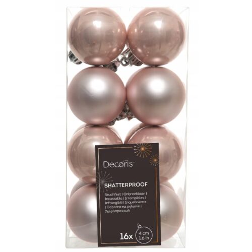 16 darabos törésálló, 4 cm-es rózsaszín karácsonyfadísz készlet 146947516