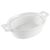 Közelkép az Excellent Houseware fehér ovális porcelán sütőtálról fogantyúkkal