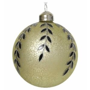 Üveg karácsonyfa gömbdísz 8cm arany fekete díszekkel 1 db. 146948473 - Szezonális dekoráció