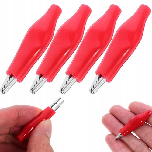 Krokodilcsipesz piros szigetelt 35mm 4 darabos gumiborítással 146948641