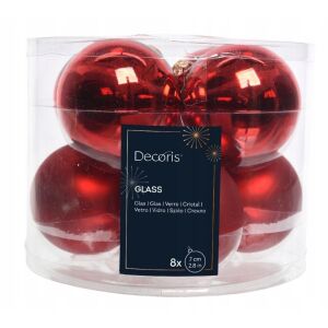 Bombki choinkowe zestaw 8 szt. szklanych czerwonych 7 cm połysk i mat 146949149 - Szezonális dekoráció