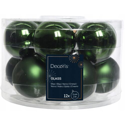 12 darabos zöld üveg karácsonyfadísz szett, 5 cm 146951223