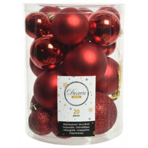 Törhetetlen piros karácsonyfadíszek szettje, 20 db, 4-6 cm 146953047 - Szezonális dekoráció