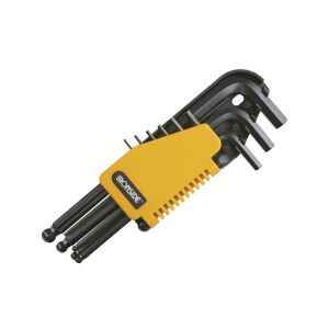 9 db-os imbuszkulcs készlet golyós fejjel a VASOLDAL szögben végzett munkához