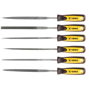 Topex 6-teiliges Nadelfeilen-Set, 150 mm lang, 3 mm Durchmesser, mit zweifarbigen Griffen - Feilen