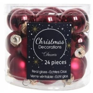 Bordó karácsonyi gömbdíszek, 24 db-os készlet, 2,5 cm 146955555 - Szezonális dekoráció