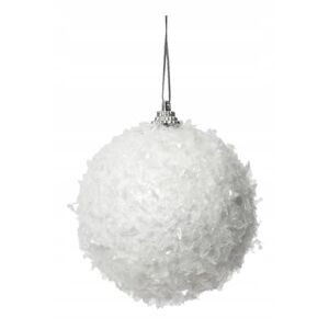 Törhetetlen fehér kerek gömbdísz műhóba, 8 cm, 1 db.