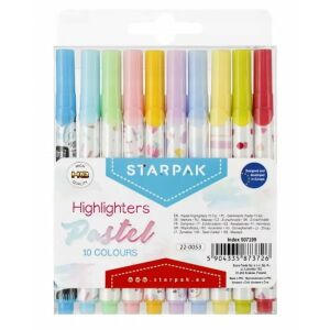 Pasztell színű szövegkiemelők irodába és iskolába, színek keveréke, 10 db.