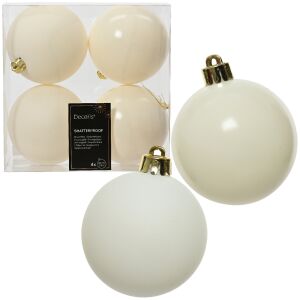 Zestaw 4 bombek choinkowych nietłukących 10cm ciepła biel błysk mat 146958324 - Szezonális dekoráció