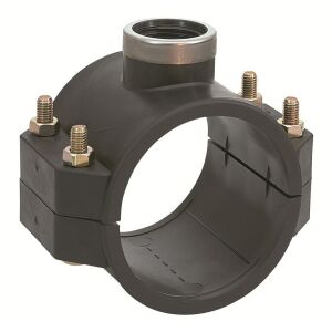 Szorítónyereg PP 75x1"" GW belső menet, 4 csavarhoz PN10, PE csövekhez, fekete 146958607 - KPE idom