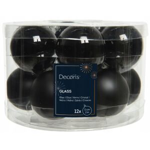 12 darabos fekete üveg karácsonyfadísz szett, 5 cm 146960163 - Szezonális dekoráció