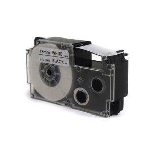 JetWorld Casio csereszíj fekete alapon 18 mm x 8 m (PT-18WE1, PT18WE1, XR-18WE1, XR18WE1)