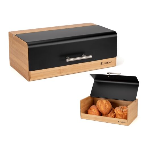 CHLEBAK BAMBUSOWY POJEMNIK NA PIECZYWO E-6067 CZARNY 146961553