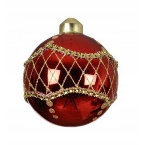 Bombki choinkowe szklane kształtki 8 cm ze złotą siateczką i koralikami 146963608 - Szezonális dekoráció