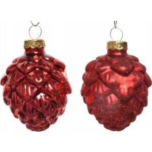 Karácsonyi gömbdíszek, piros tobozok, 6 db, 7 cm 146963735 - Szezonális dekoráció