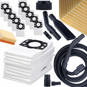 Rosfix 10 porzsák + szűrő Kärcher WD6 WD4 WD5 MV4 porszívóhoz + tömlő / cső Kärcher porszívóhoz 4m 146963980 - Porszívó kiegészítő
