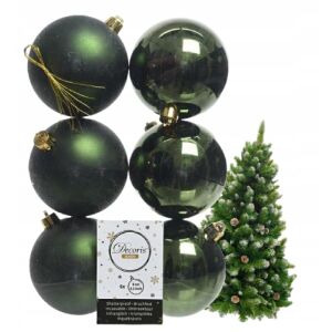 Zöld, kerek, műanyag, törésálló gömbdíszek, 6 db-os készlet, 8 cm 146964300 - Szezonális dekoráció