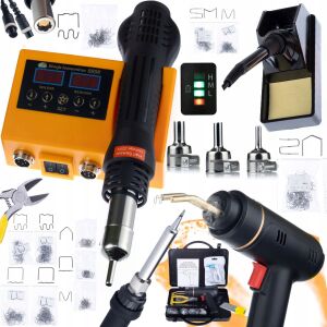 Rosfix Rosfix 2 az 1-ben forrasztóállomás (forró levegős és 900M) Rosfix Orange Husky OH660 elektromos S sorozat + Rosfix Black Killer RBK200W akkus tűzőgép + 1200 kapocs 146964609 - Forrasztógép