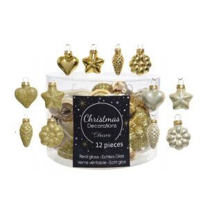 12 darabos díszes arany üveg karácsonyfadísz készlet 146964721 - Szezonális dekoráció