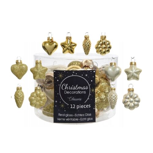 12 darabos díszes arany üveg karácsonyfadísz készlet 146964721