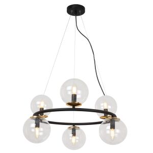 AURA FEKETE ÉS ARANY FÜGGŐLÁMPA 6 LAPOS LÁMPABÚRÁVAL E14