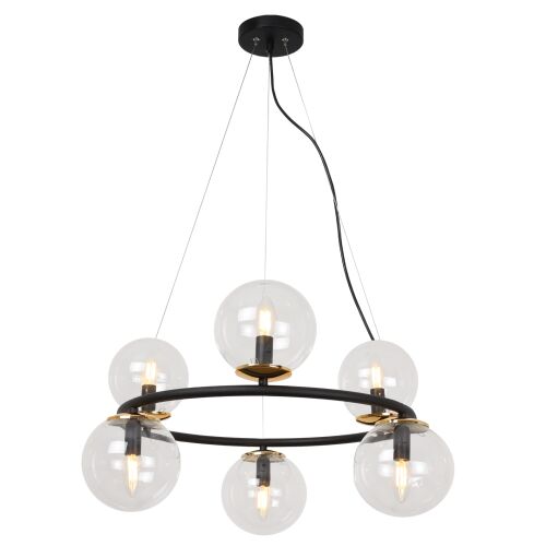 AURA FEKETE ÉS ARANY FÜGGŐLÁMPA 6 LAPOS LÁMPABÚRÁVAL E14 146964961