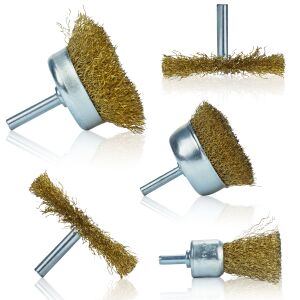 Sárgaréz drótkefe készlet, 5 db, 6 mm 146965611 - Fúrók és csavarozó kiegészítő