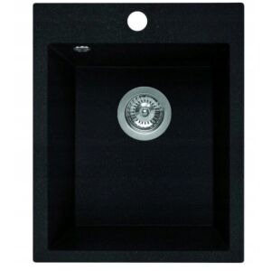 Fekete gránit mosogató szifonnal 48x39 cm Chichi
