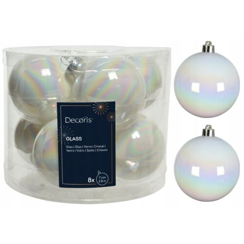 db-os fehér üveg karácsonyfadísz szett, 7 cm