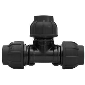 PP kompressziós póló 90 fok 32x25x32 PN16, PE csövekhez, fekete 146966223 - KPE idom