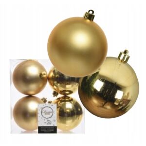 Arany színű, kerek, műanyag, törésálló gömbdíszek, 4 db-os készlet, 10 cm 146967044 - Szezonális dekoráció