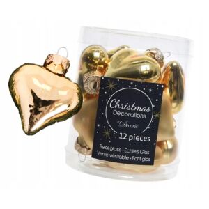 Arany karácsonyfadíszek, üvegszívek, stílusos, 12 darabos készlet, 4,5 cm 146968160 - Szezonális dekoráció