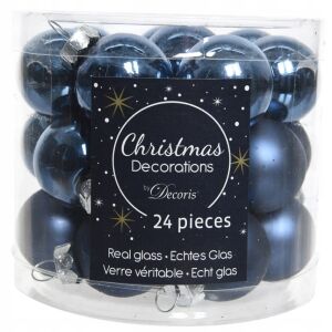 Törhetetlen karácsonyi gömbdíszek, sötétkék, 24 db, 2,5 cm 146969029 - Szezonális dekoráció