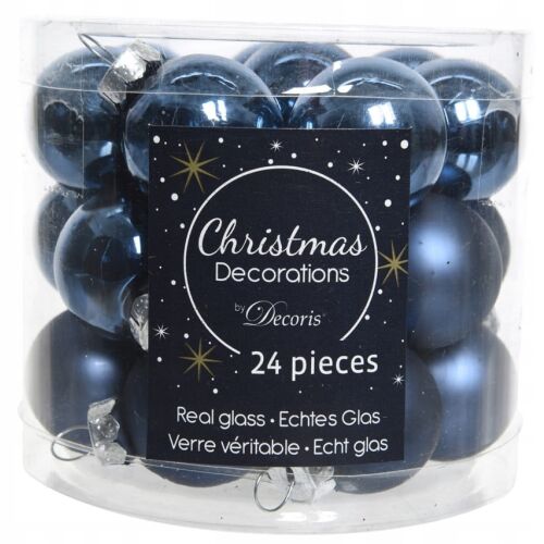 Törhetetlen karácsonyi gömbdíszek, sötétkék, 24 db, 2,5 cm 146969029