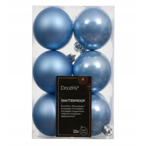 Zestaw bombek choinkowych 12 szt. błękitne gładkie z połyskiem 146969862 - Szezonális dekoráció