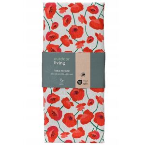 Bieżnik dekoracyjny na stół 32x140 cm czerwono-biały w maki