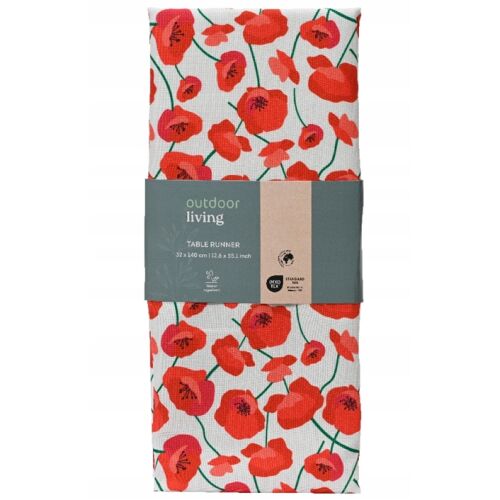 Bieżnik dekoracyjny na stół 32x140 cm czerwono-biały w maki 146969867